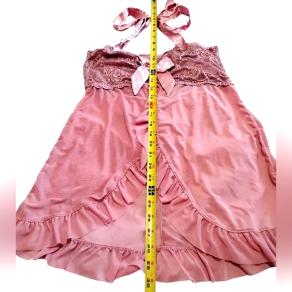 AVIDLOVE | Pink Lace Barbiecore Babydoll Lingerie | Satin Bow Sheer Nightyfairy - Picture 9 of 10